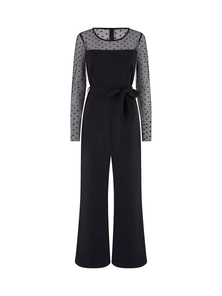 Yumi Black Spot Mesh Stretch Jumpsuit | Next EU
