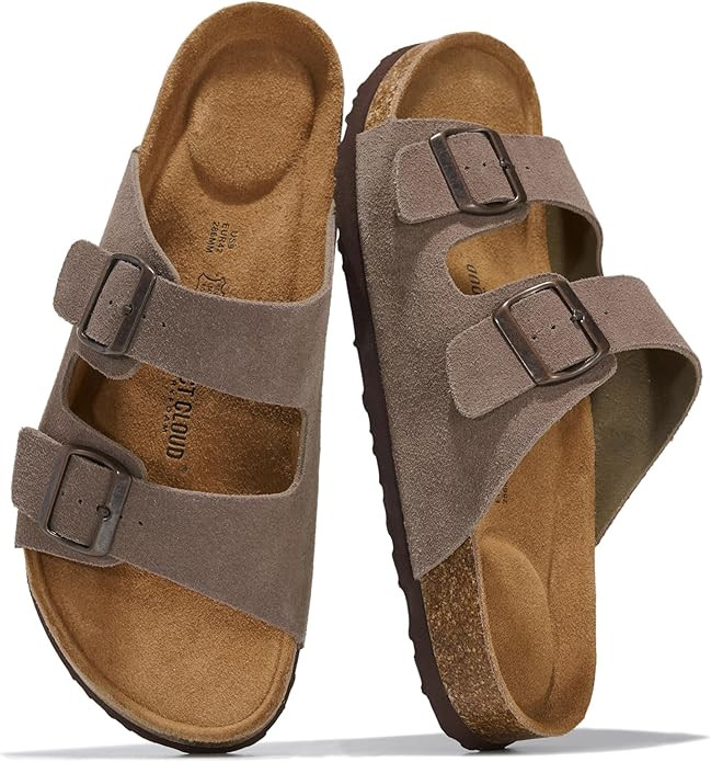 Project Cloud 100% Genuine Leather Mens Sandals - Memory Foam Insole & Cork Footbed Slides for Me... | Amazon (US)