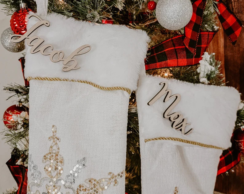Christmas Stocking Name Tag Signs Kids, Custom Childrens Wooden SMALL Names Personalized for Xmas... | Etsy (US)