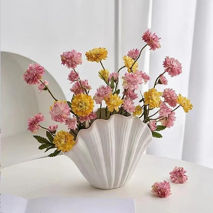 Amazon.com: 7.5 Inch Shell Vase Plastic White Seashell Vase Artificial Shell Shape Vases Lightwei... | Amazon (US)