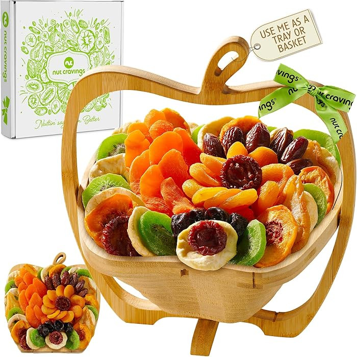 NUT CRAVINGS - Valentines Day Dried Fruit Flower Arrangement Gift Basket in Wooden Apple-Shaped G... | Amazon (US)