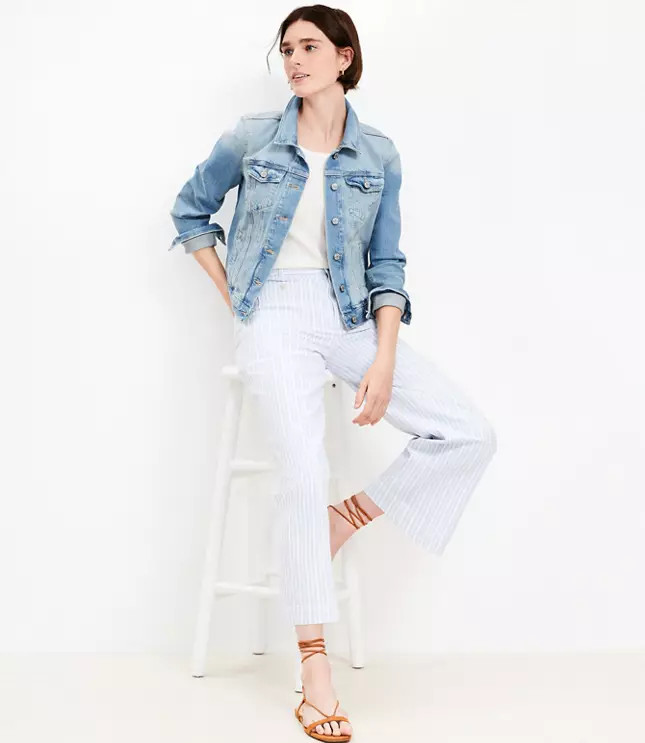 Denim Trucker Jacket in Light Mid Indigo Wash | LOFT