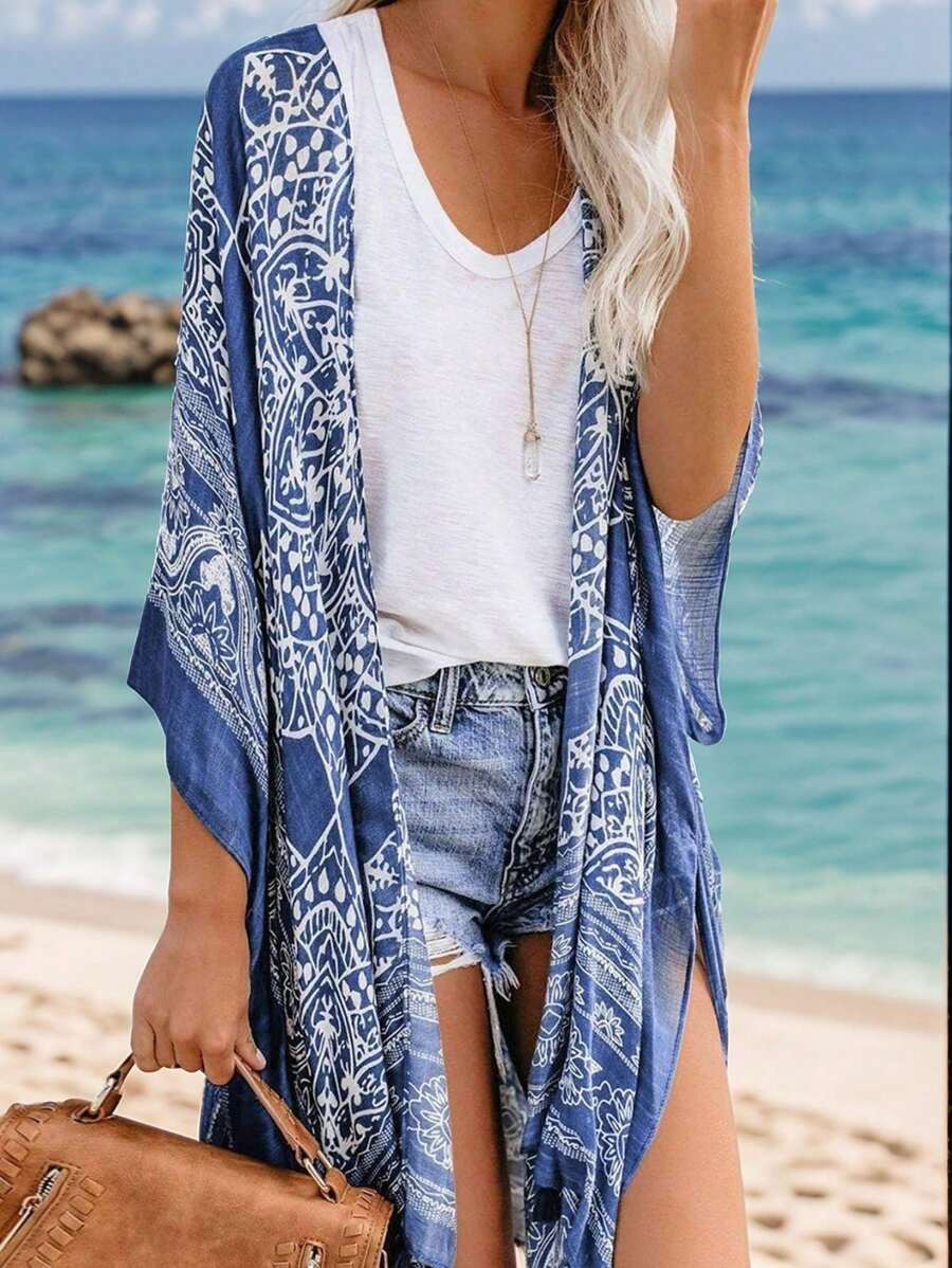 Beautiful Nomad Women's Bohemian Floral Printed Kimono Cover Up, For Summer Beach Vacation | SHEIN