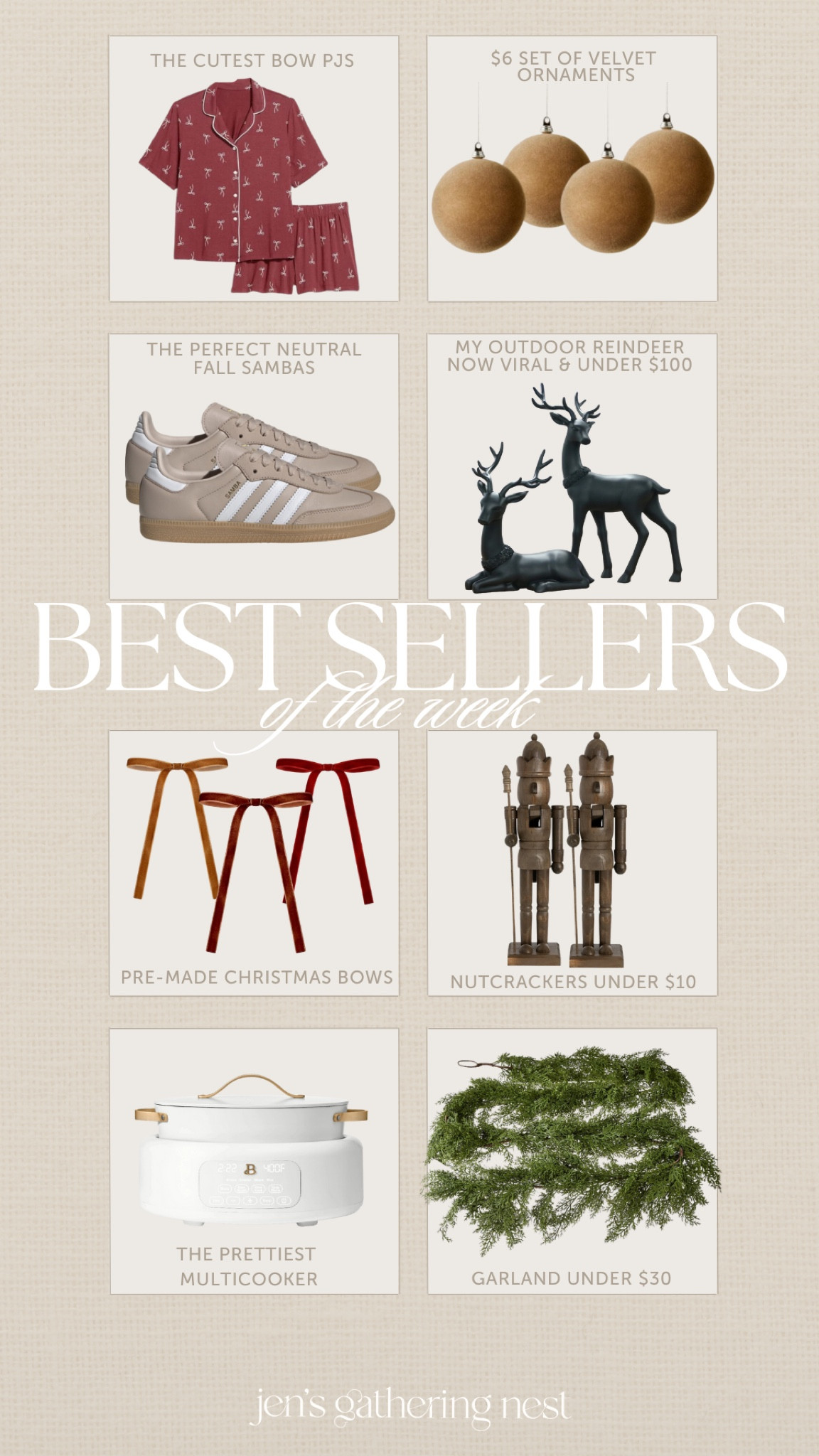 Best sellers of the week — Christmas is definitely taking over most of the top spots with affordable garland and my viral reindeer under $100✨

#bestsellers #mostsold #bestsellers #mostclicked #homefinds #christmas #walmart #walmarthome #adidas #velvetribbon #ornaments #reindeer #christmashome

#LTKFindsUnder100 #LTKHoliday #LTKHome