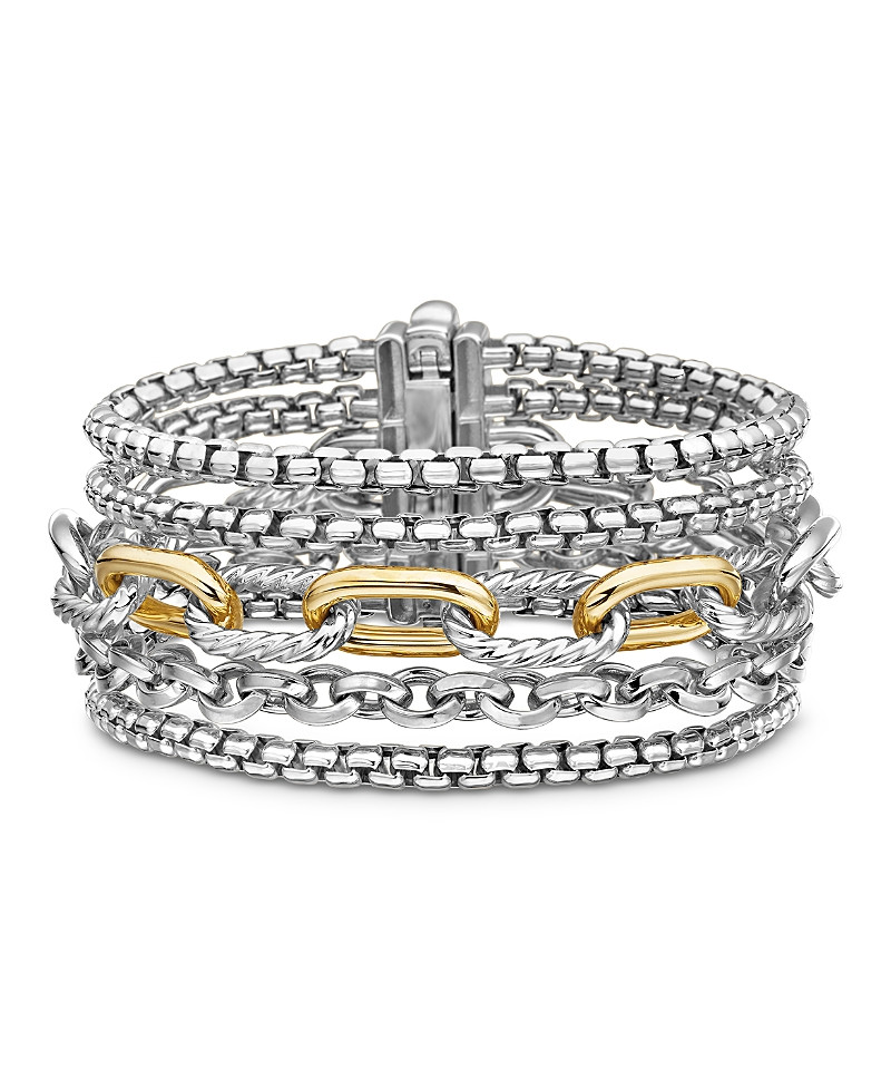 Multi Row Chain Bracelet in Sterling Silver with 18K Yellow Gold, 29mm | Bloomingdale's (US)