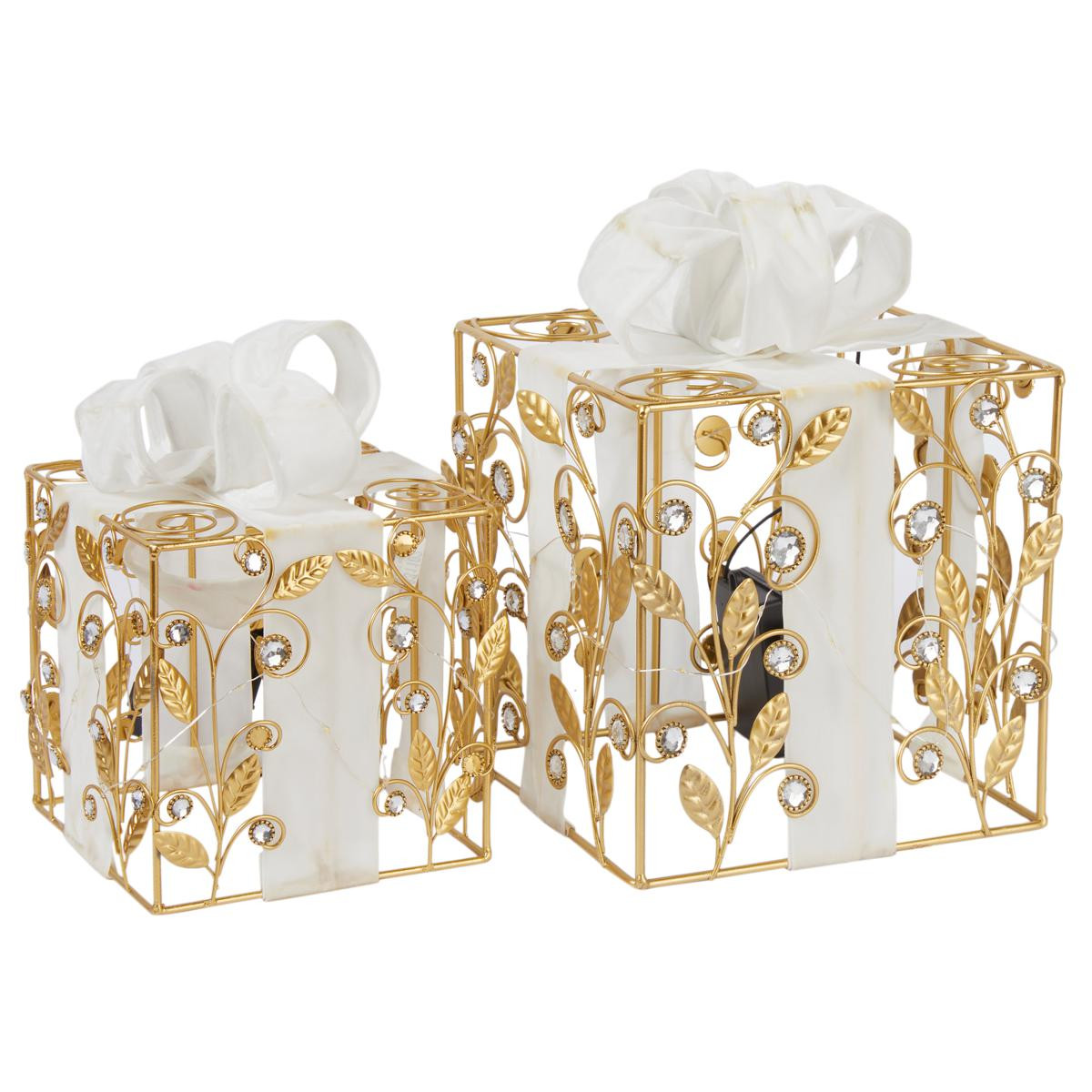 august & leo Battery-Operated LED Gift Box and Bow Set of 2 with Timer - 20770430 | HSN | HSN