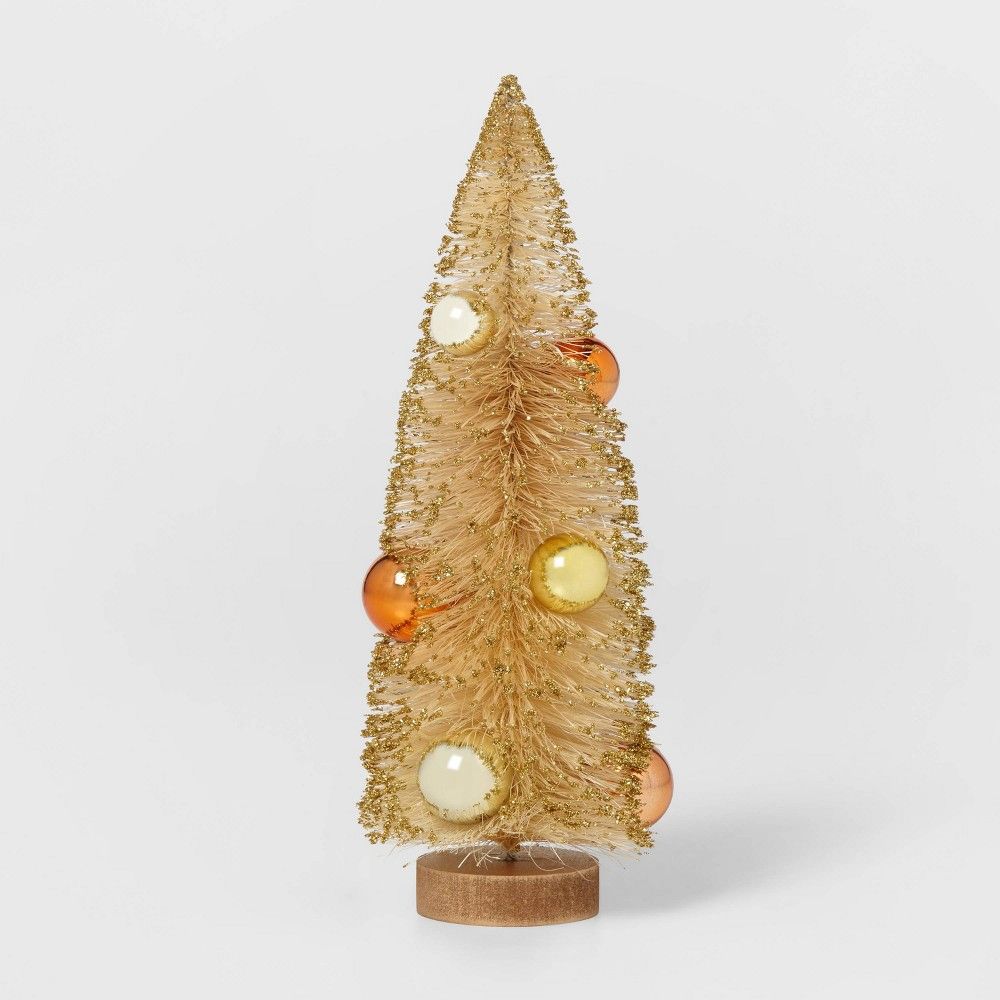10in x 3.5in Bottle Brush Ornament Christmas Tree Decorative Figurine Metallic Gold - Wondershop™ | Target