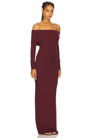 Eterne Long Sleeve Off-Shoulder Butter Rib Maxi Dress in Oxblood from Revolve.com | Revolve Clothing (Global)