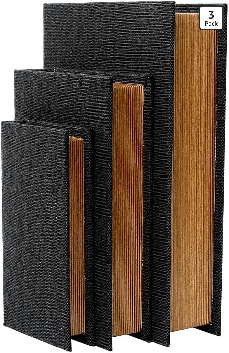 Decorative Book Boxes Set of 3 \u2013 Modern Faux Linen & Wood Hidden Storage for Coffee Table \u... | Amazon (US)
