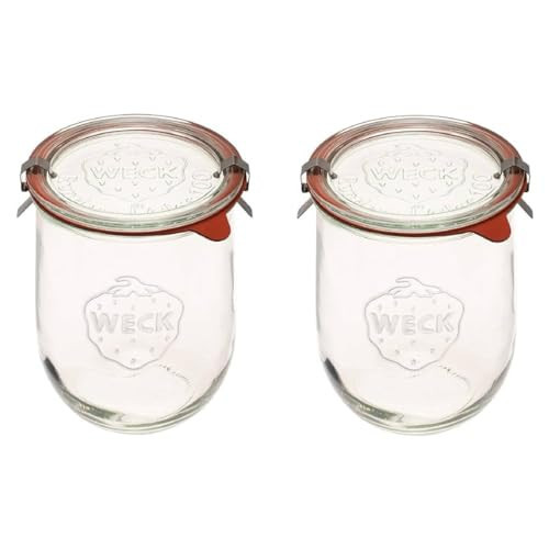 Weck Tulip Jars 1 Liter - Large Sour Dough Starter Jars with Wide Mouth - Suitable for Canning and Storage - 2 with Glass Lids | Amazon (US)
