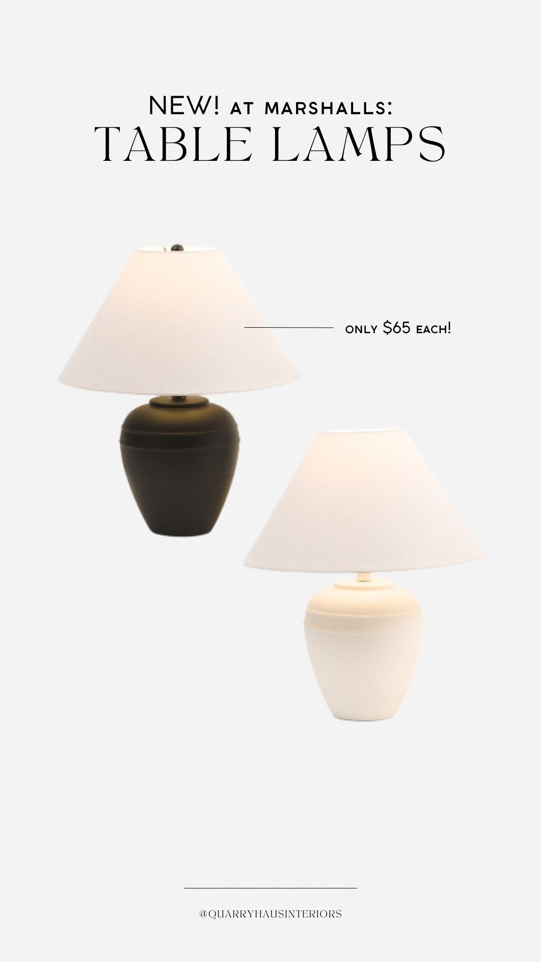 Budget friendly table lamps are back in stock at Marshall’s! Available in both black and white, these are PERFECT for bedside tables or entryway consoles. 

#LTKFindsUnder100 #LTKHome