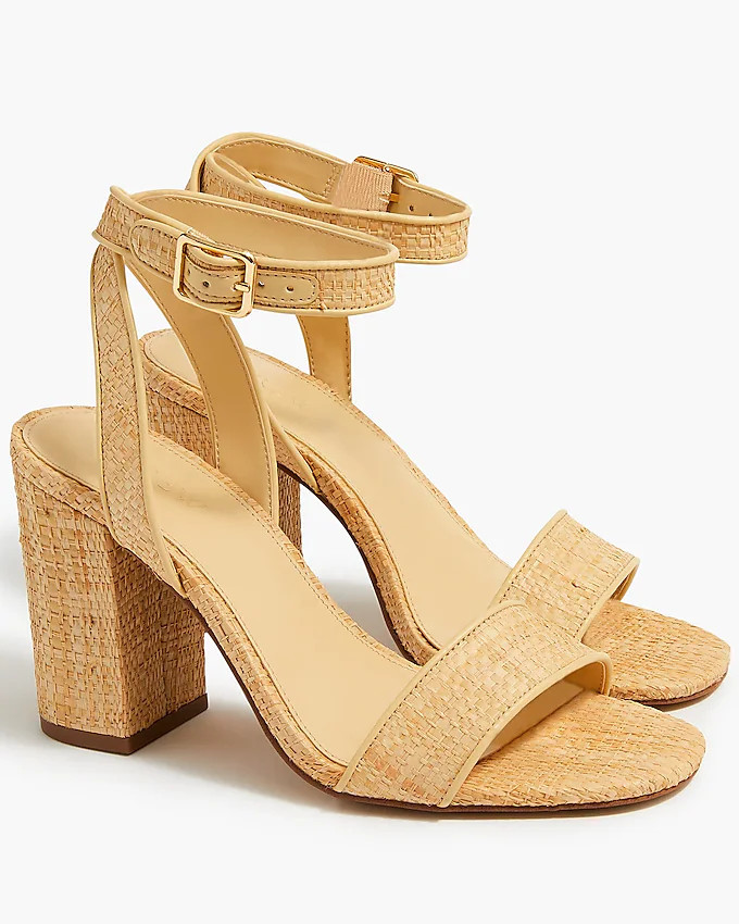 Raffia peep-toe block heels | J.Crew Factory