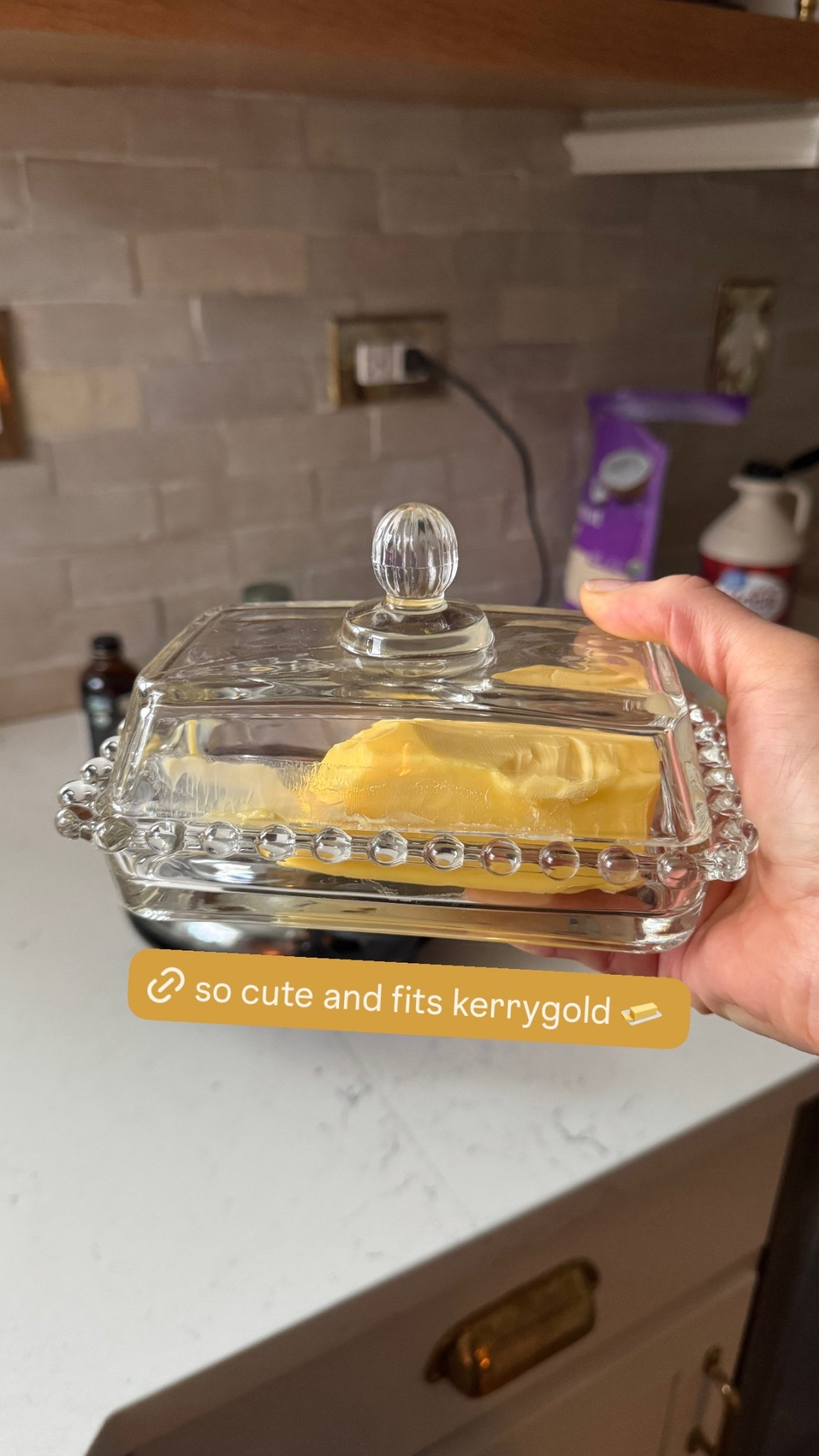 This glass butter dish fits regular and kerrygold size butter 🧈

#LTKHome #LTKFindsUnder50 #LTKfoodie