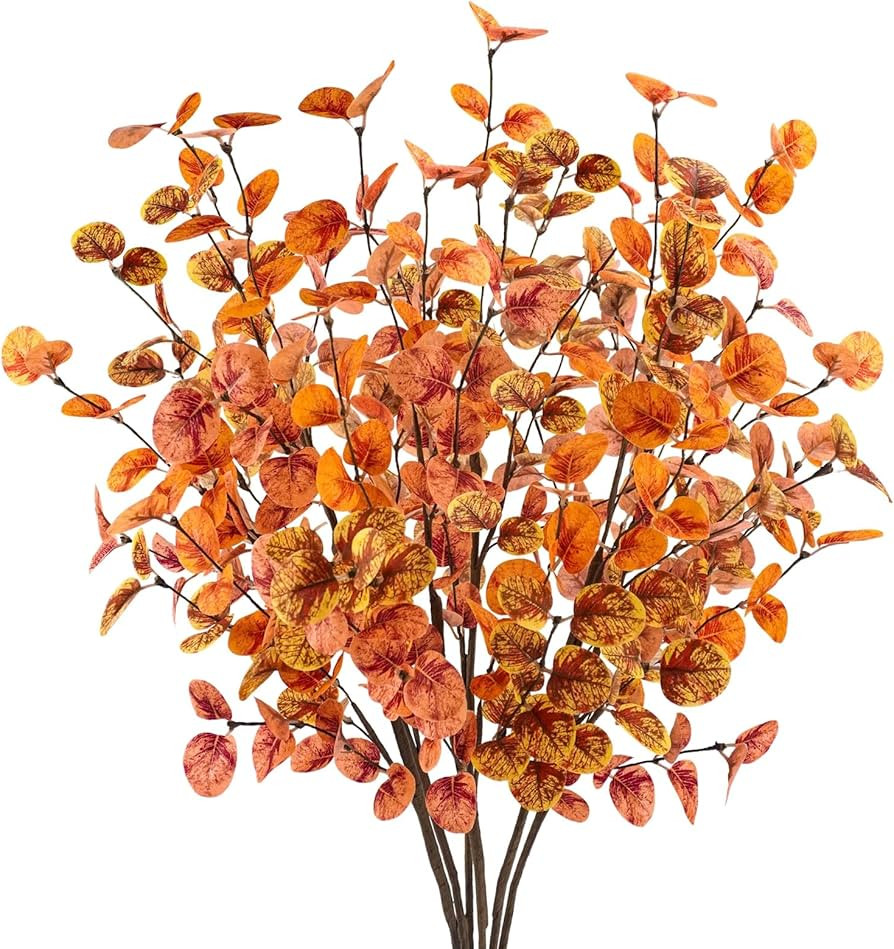 6pcs Artificial Fall Eucalyptus Leaves Stems 30" Faux Fall Leaf Fall Branches Autumn Decorations ... | Amazon (US)