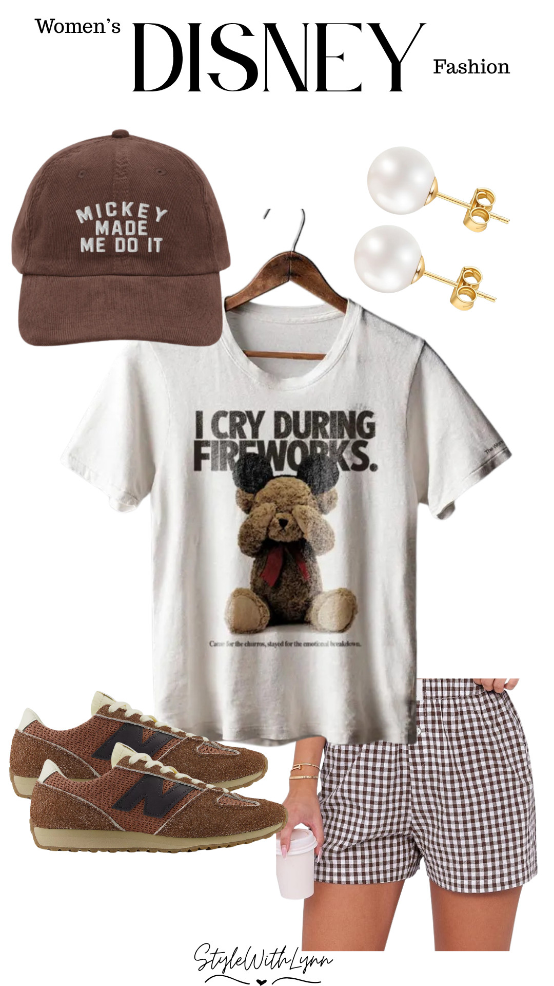 I’m obsessed with this “I Cry During Fireworks” tee paired with gingham shorts and the Mickey Made Me Do It baseball hat. Add these neutral New Balance sneakers and pearl studs for a casual yet stylish park outfit that’s ideal for photos, churros, and fireworks! 

⭐️Shop this women’s Disney World outfit below! 

#DisneyOutfit #DisneyWorldStyle #DisneyParksFashion #DisneyChic #DisneyWorldOutfit #DisneyVacationOutfit #WomenDisneyOutfit #ParkDayStyle #StyleWithLynn #DisneyOOTD 

 #LTKFindsUnder50 #LTKStyleTip #LTKTravel