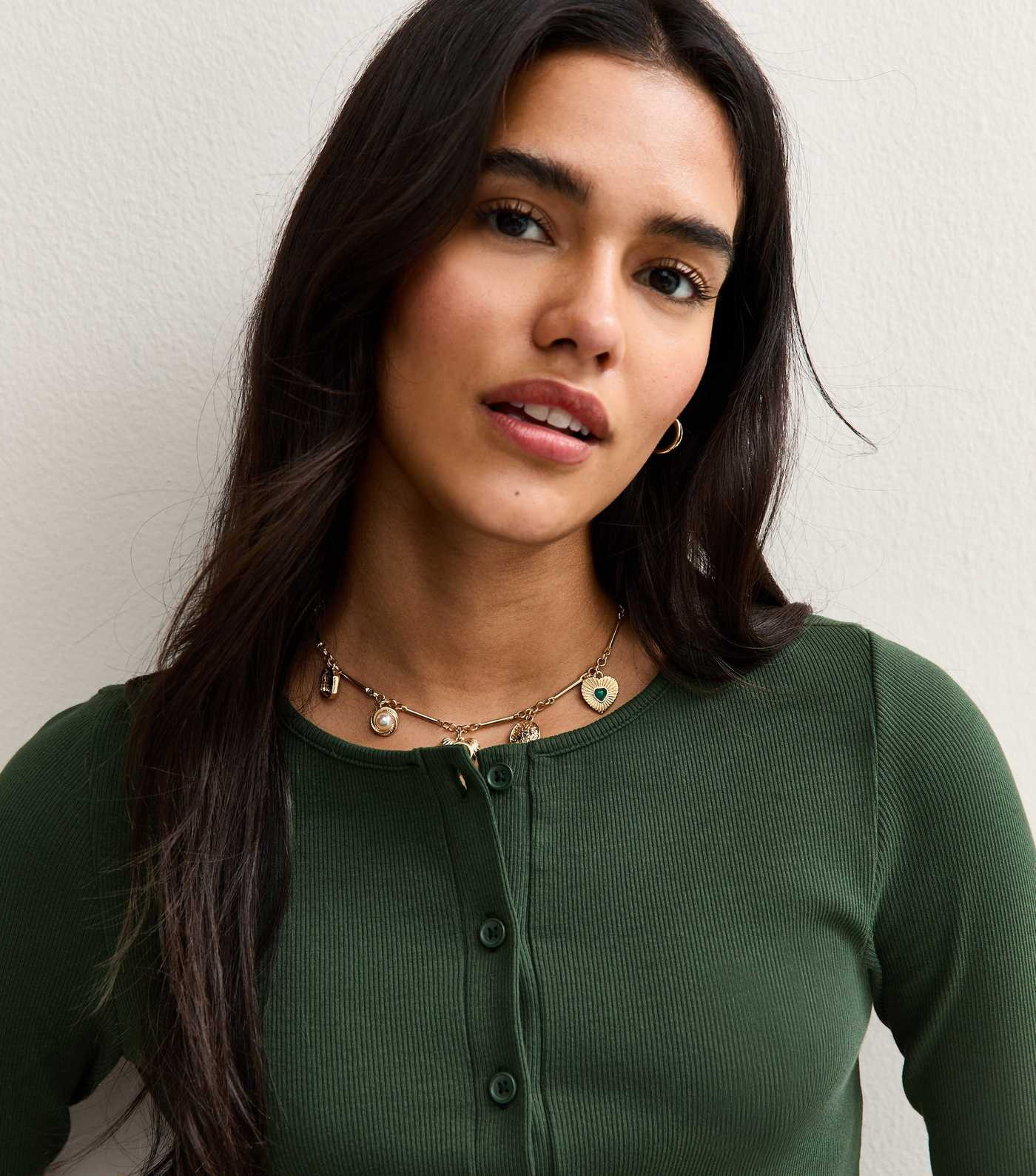 Dark Green Ribbed Jersey Long Sleeve Cardigan | New Look | New Look (UK)