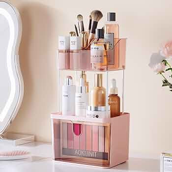 Delamu Bathroom Counter Organizer, 2-Tier Makeup Organizer for Vanity with Large Drawers, Skincar... | Amazon (US)