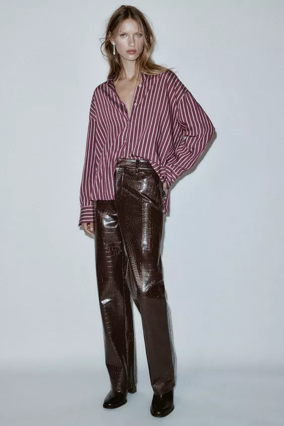 OVERSIZED STRIPED POPLIN SHIRT | Zara US