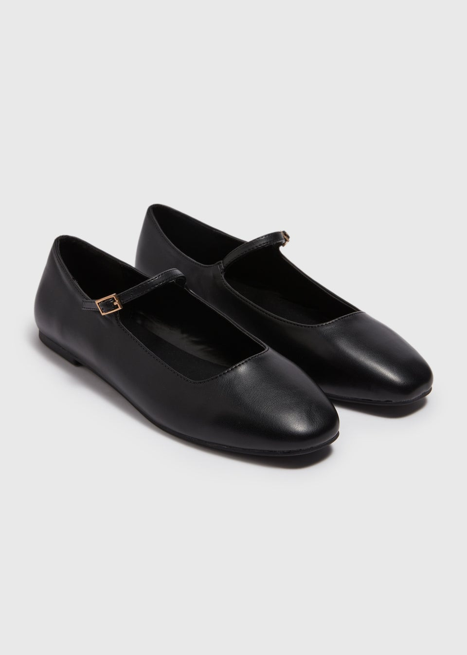 Black Flat Square Pumps | Matalan (UK)