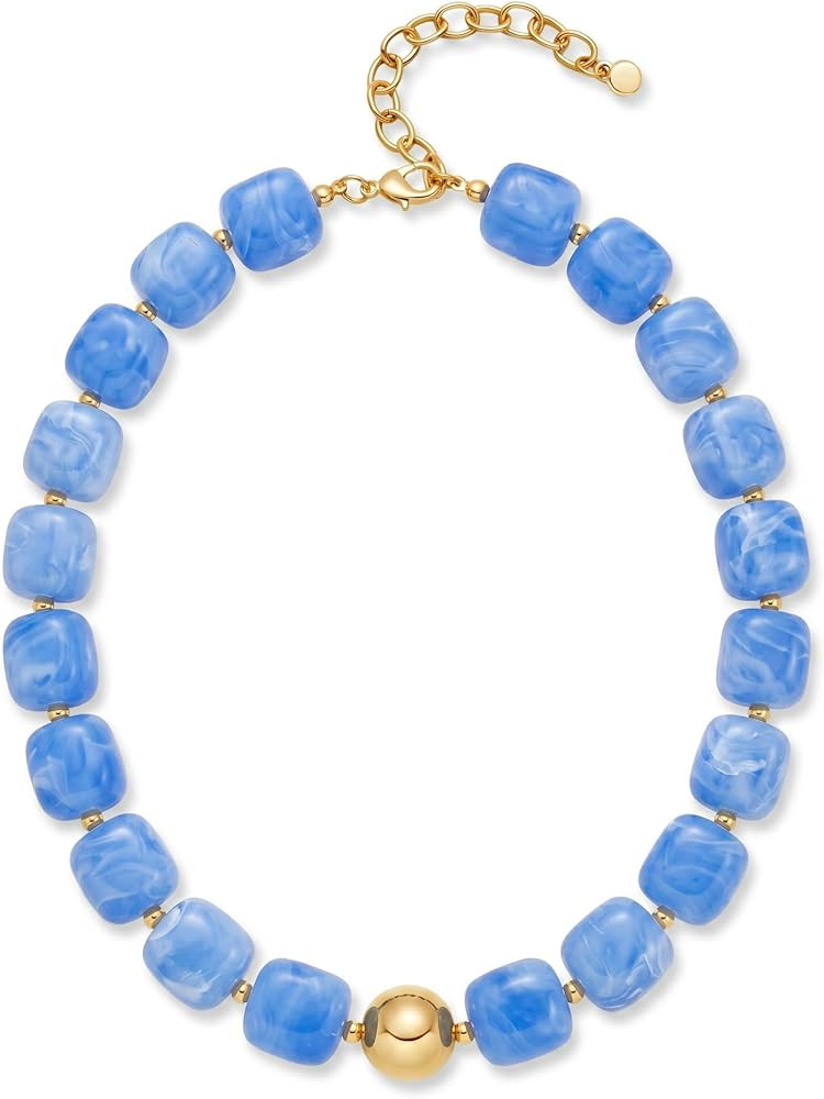 Summer Beach Jewelry Chunky Beaded Necklace for Women Trendy Statement Big Colorful Bubble Resin ... | Amazon (US)