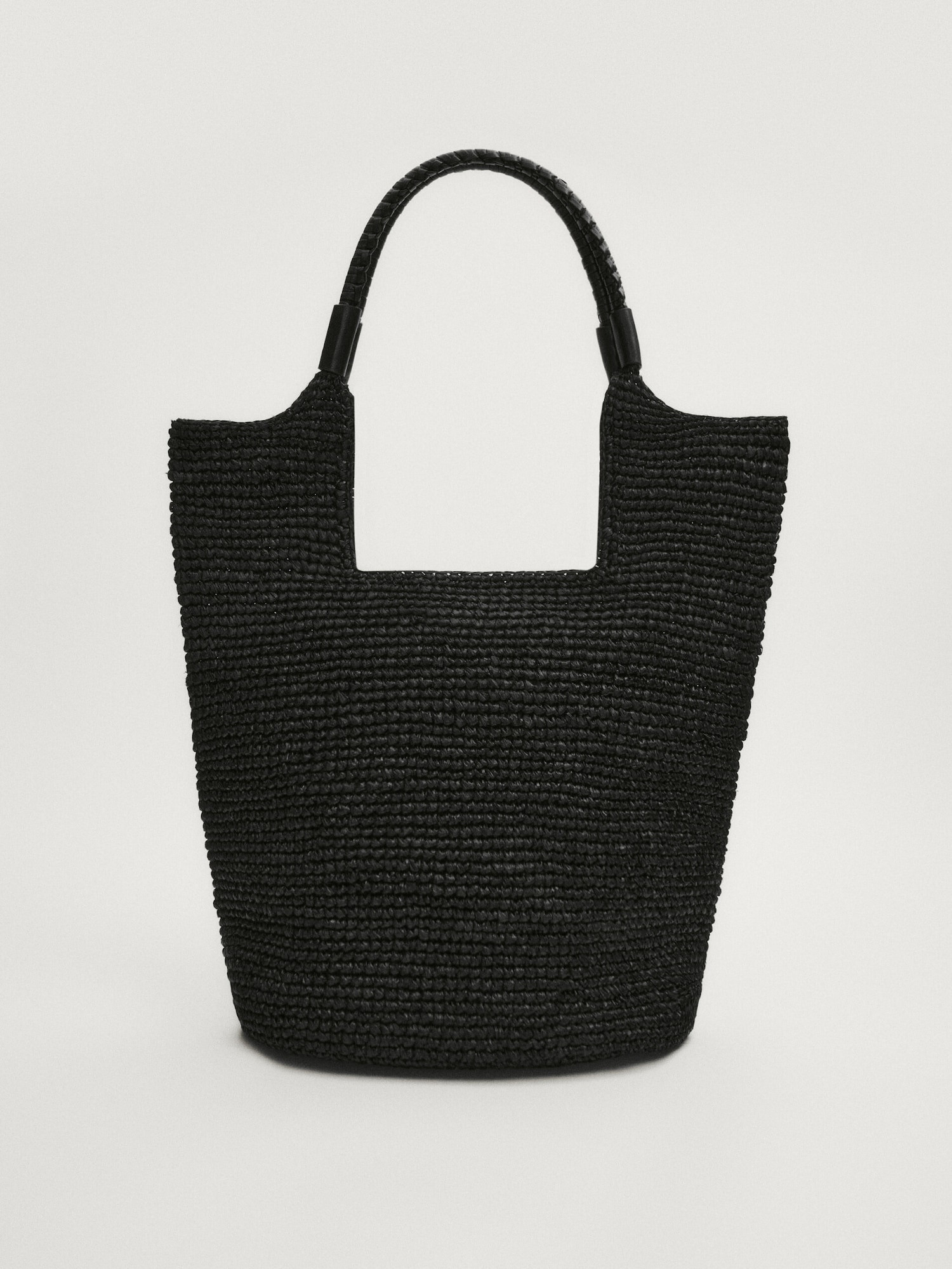 Raffia tote bag with leather strap | Massimo Dutti US