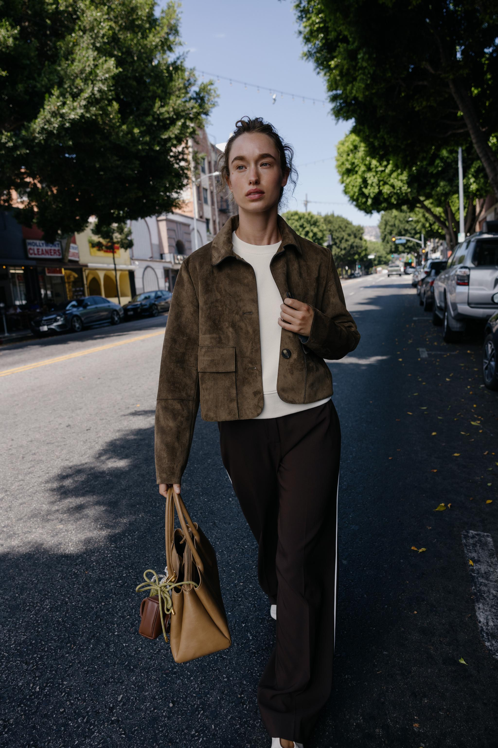 FAUX SUEDE CROPPED JACKET | Zara UK