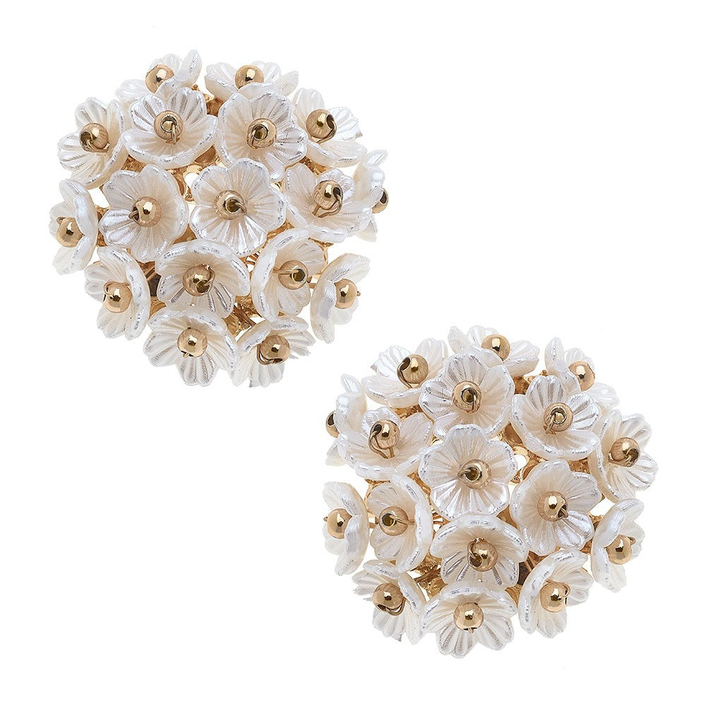 Collins Flower Cluster Stud Earrings in Ivory | CANVAS
