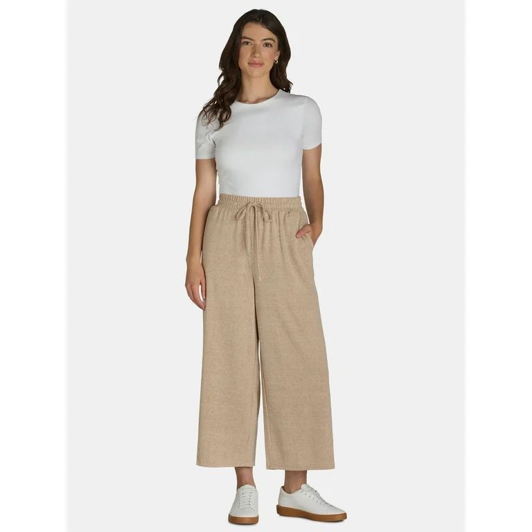 Time and Tru Women's Wide Leg Hacci Pants, Sizes XS-XXXL | Walmart (US)