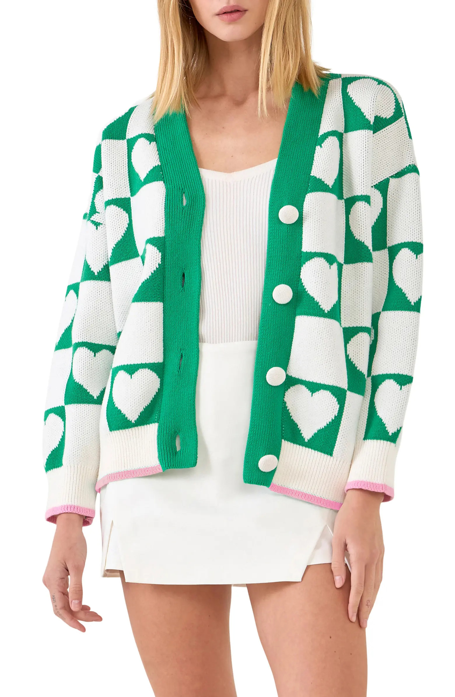 Heart Jacquard Cotton Cardigan | Nordstrom