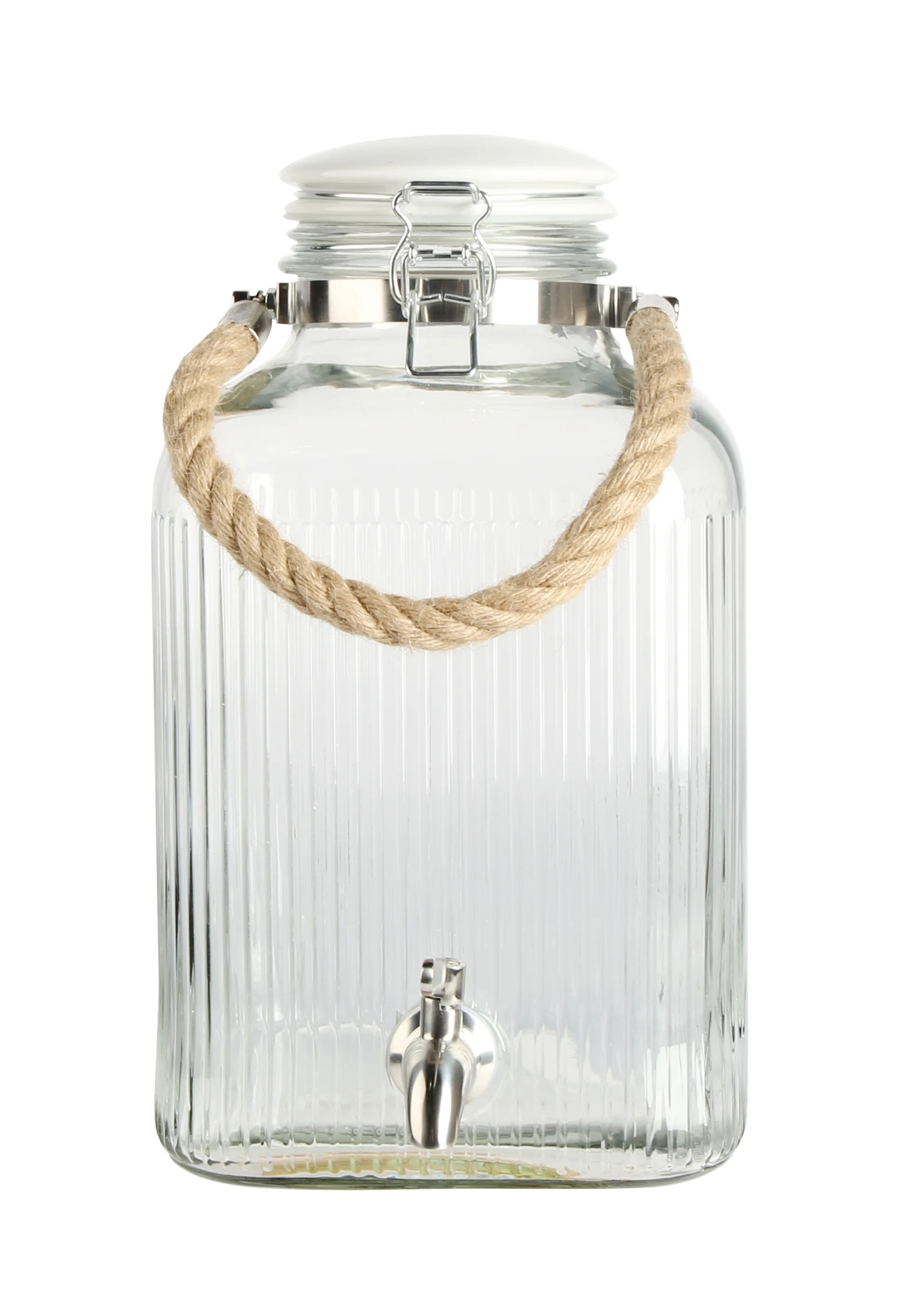 Better Homes & Gardens Ribbed Glass Beverage Dispenser with Ceramic Lid, 2-Gallon - Walmart.com | Walmart (US)