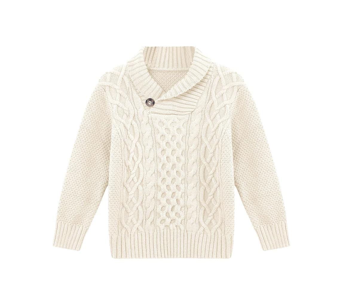 Makkrom Toddler Pullover Sweaters Shawl Collar Cable Knit Sweaters Long Sleeve Warm Outwear Sprin... | Amazon (US)