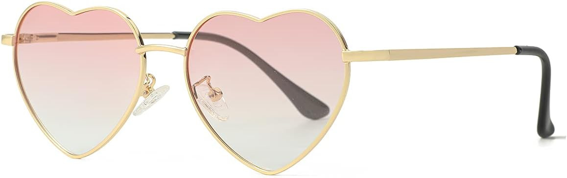Polarized Heart Shaped Sunglasses for Women Metal Frame Cute Lovely Glasses 100% UV Protection | Amazon (US)