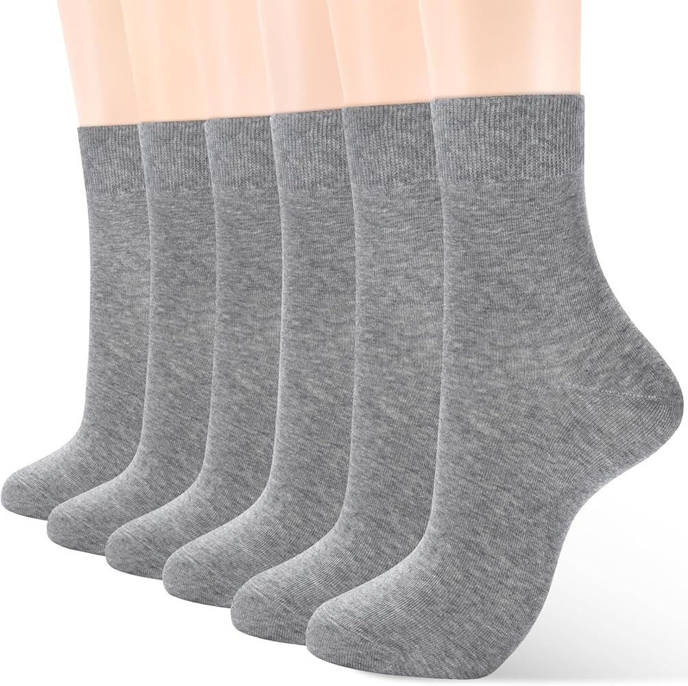 ATBITER Women's Thin Cotton Crew Socks - Soft Above Ankle Bootie Casual Dress Socks 6-Pairs With ... | Amazon (US)