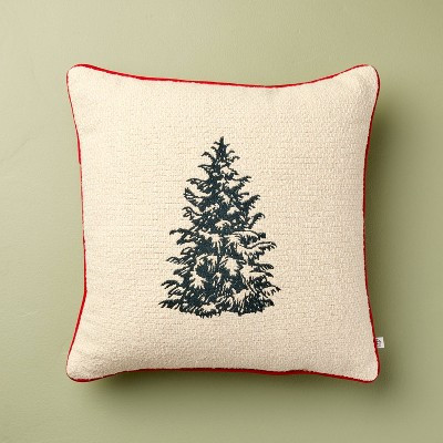 16"x16" Tree Icon Toss Square Pillow Cream/Red Edge - Hearth & Hand™ with Magnolia | Target