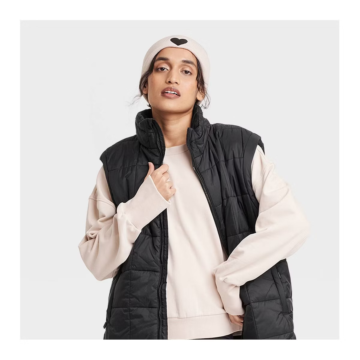 Women's Valentine's Day Embroidered Heart Knit Beanie - JoyLab™ | Target