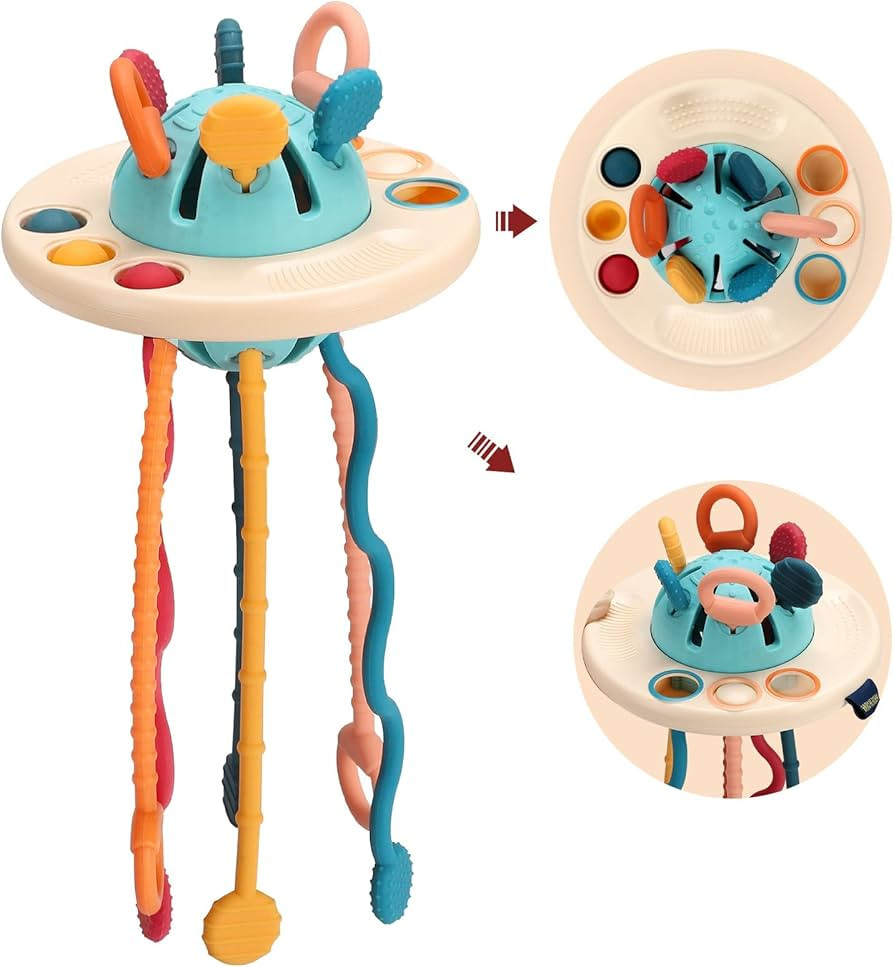 18+ Months Montessori Baby Toys, Unique Ufo Design, Soft Silicone Pull String, Helps Teething Tod... | Amazon (US)