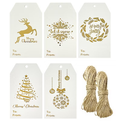 Wrapables Gold Foil Christmas Holiday Gift Tags/Kraft Paper Hang Tags for Gift-Wrapping, Labeling, Package Decoration (100pcs) | Target