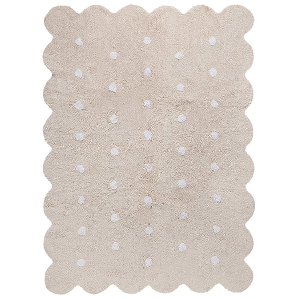 Biscuit - Scalloped Washable Area Rug | Rugs Direct