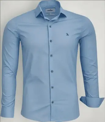 Camisa Social Amil Slim Astro Algodão Com Elastano Macia Manga Longa Luxo Azul | Dafiti (BR)