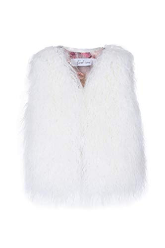MisShow Little Girls' Faux Fur Wool Vest Coat Jacket Outerwear for 1-10 Years Old,White,80 | Amazon (US)