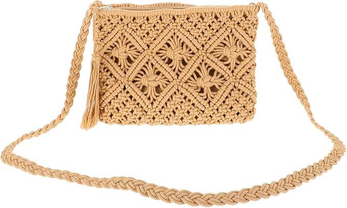 Luxshiny Tassel Bag Crossbody Bag Straw Woven Bag Woman Beach Bag Single Shoulder Bag | Amazon (US)