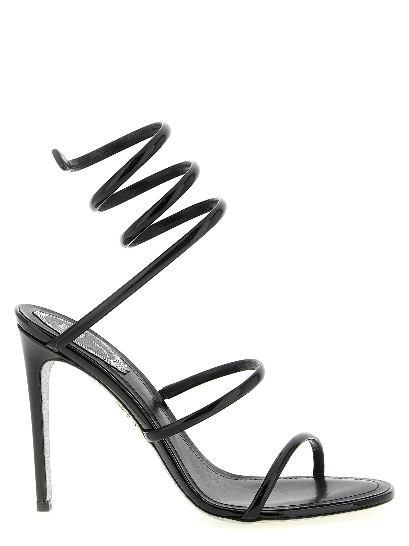 Rene Caovilla Calfskin Stiletto Sandal — Black - EU41/US11 | Italist Inc.