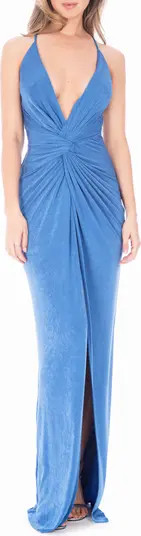 Katie May Pixie Plunge Neck Twist Front Gown | Nordstrom | Nordstrom