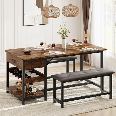Dining Table Set for 4, Kitchen Dining Table Set, Kitchen Dining Room Table with Storage Drawers & Wine Rack for Small Space | Target