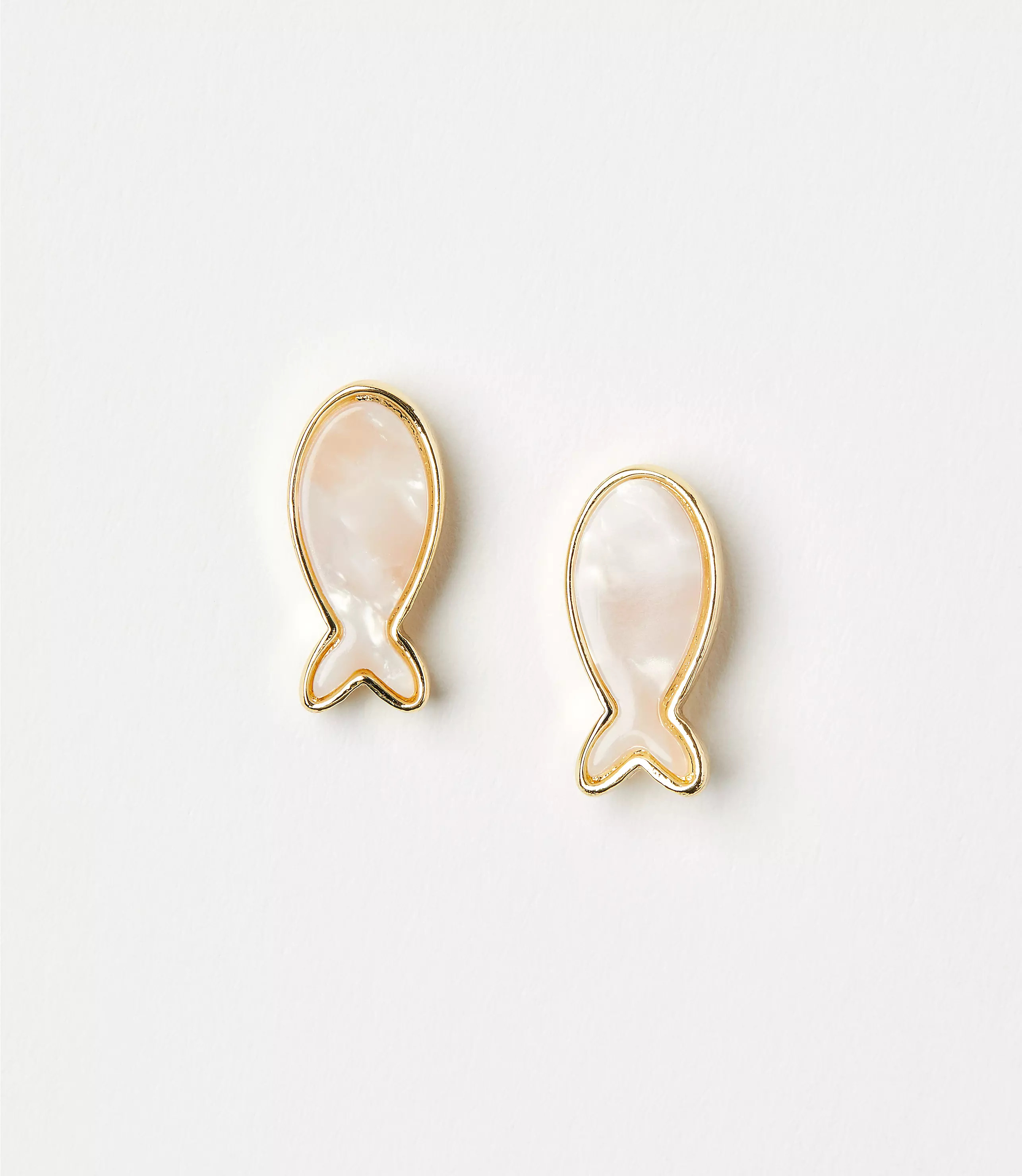 Mother Of Pearl Fish Stud Earrings | LOFT
