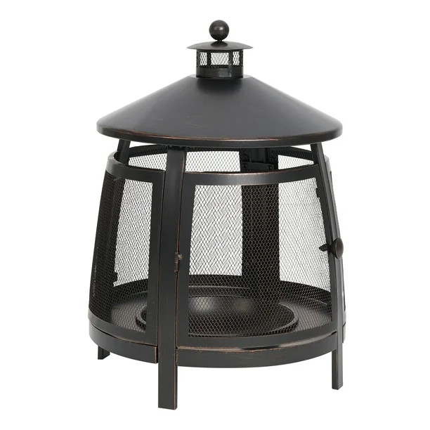 Mainstays 22-Inch Round Steel Wood Burning Outdoor Chiminea - Walmart.com | Walmart (US)