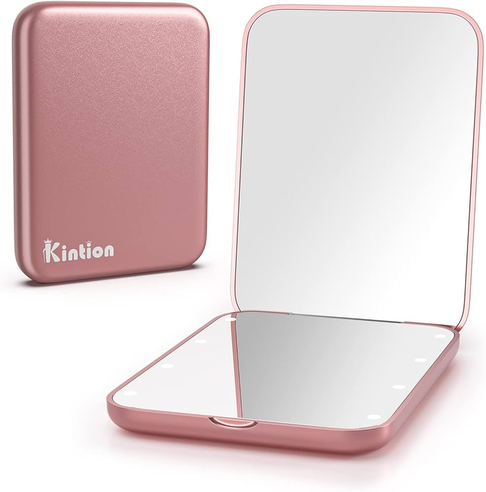 Kintion Pocket Mirror, 1X/3X Magnification LED Compact Travel Makeup Compact Mirror with Light Fo... | Amazon (US)