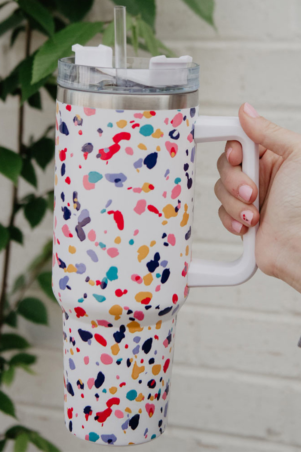 Multicolor Splash Ink Print 304 Stainless Steel Vacuum Tumbler with Handle | Shewin