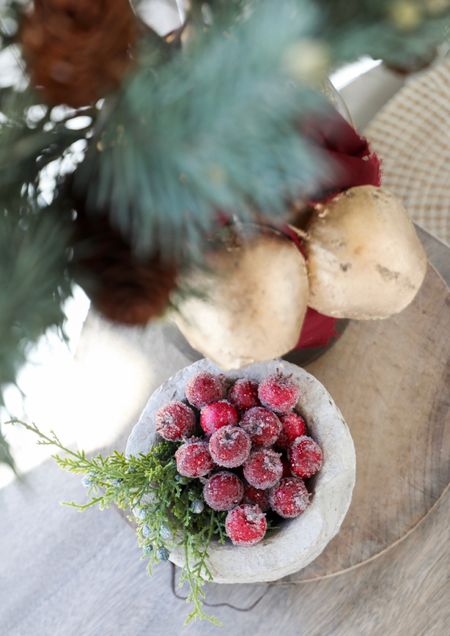 I love this sugared berry bowl filler for adding a natural punch of color! It definitely gives off that elevated, designer look for an affordable price! #christmasdecor #holidayaccents #holidaydecor #ltkhome #ltkseasonal 

#LTKhome #LTKHoliday #LTKSeasonal