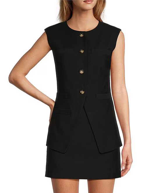 Elodie Textured Cotton Coordinating Button Front Vest | Dillard's